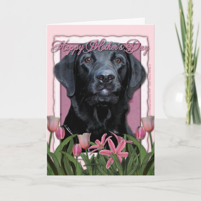 Mors dag - Rosa Tulips - Labrador - Black Gage Kort (Framsida)