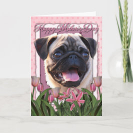 Mors dag - Rosa Tulips - Pug Kort