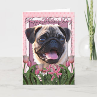 Mors dag - Rosa Tulips - Pug Kort