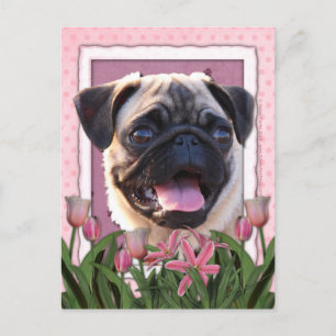 Mors dag - Rosa Tulips - Pug Vykort