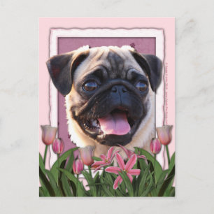 Mors dag - Rosa Tulips - Pug Vykort