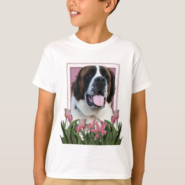 Mors dag - Rosa Tulips - Saint Bernard - Mae Tröja (Framsida)