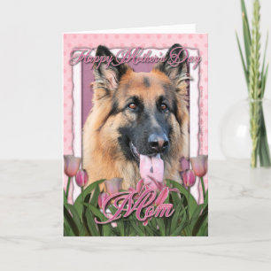 Mors dag - Rosa Tulips - Tysk shepherd Chance Kort