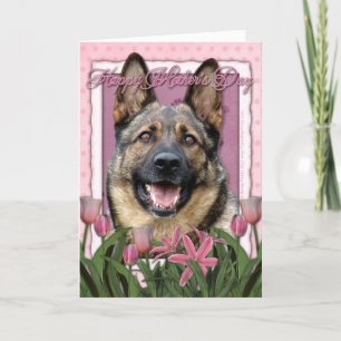 Mors dag - Rosa Tulips - tyska shepherd Kort