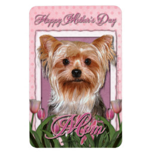 Mors dag - Rosa Tulips - Yorkshire Terrier Magnet
