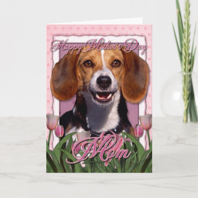 Mors dag - rosa tulpan - Beagle Kort (Framsida)