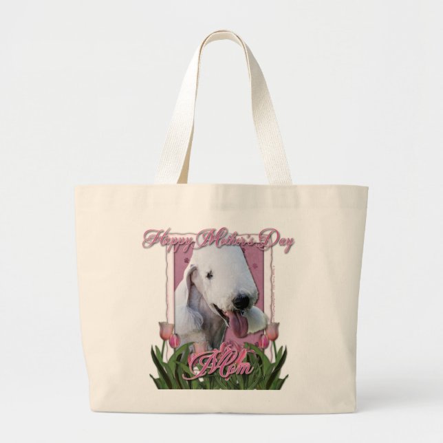 Mors dag - rosa tulpan - Bedlington Terrier Jumbo Tygkasse (Framsidan)