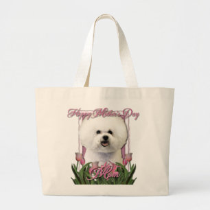 Mors dag - rosa tulpan - Bichon Frise Jumbo Tygkasse