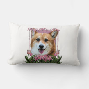 Mors dag - rosa tulpan - Corgi - Owen Lumbarkudde