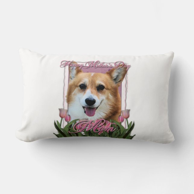 Mors dag - rosa tulpan - Corgi - Owen Lumbarkudde (Framsida)