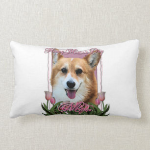 Mors dag - rosa tulpan - Corgi - Owen Lumbarkudde