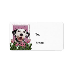 Mors dag - rosa tulpan - Dalmatian Adressetikett