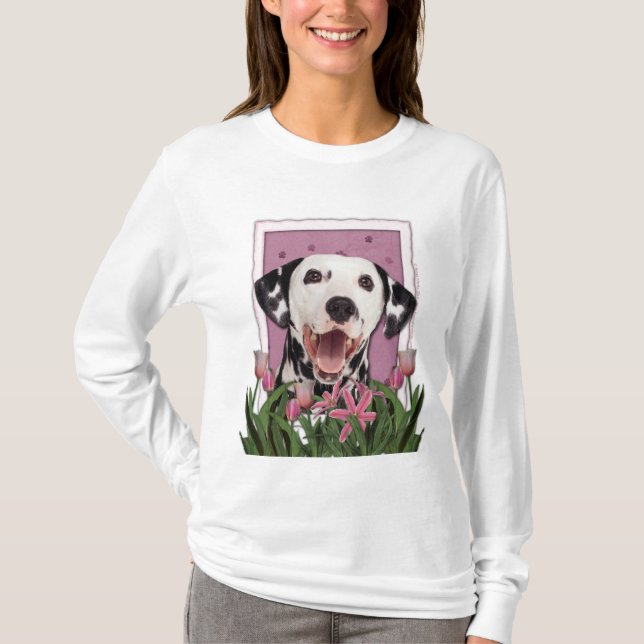Mors dag - rosa tulpan - Dalmatian Tee Shirt (Framsida)