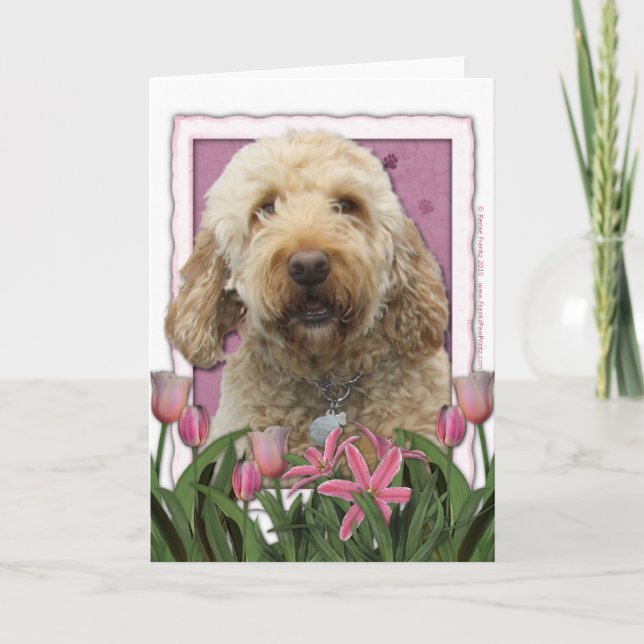 Mors dag - rosa tulpan - GoldenDoodle Kort (Framsida)
