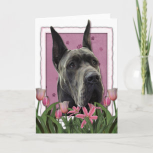 Mors dag - rosa tulpan - great dane - grå färg kort