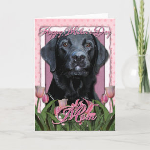 Mors dag - rosa tulpan - Labrador - svart - Gage Kort