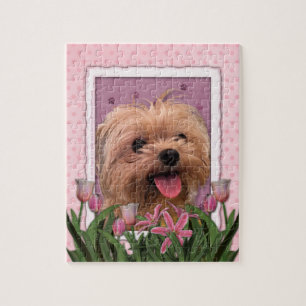 Mors dag - rosa tulpan - Lacey Morkie - Pussel