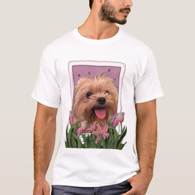 Mors dag - rosa tulpan - Lacey Morkie - Tee Shirt (Framsida)