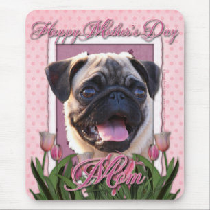 Mors dag - rosa tulpan - mops musmatta
