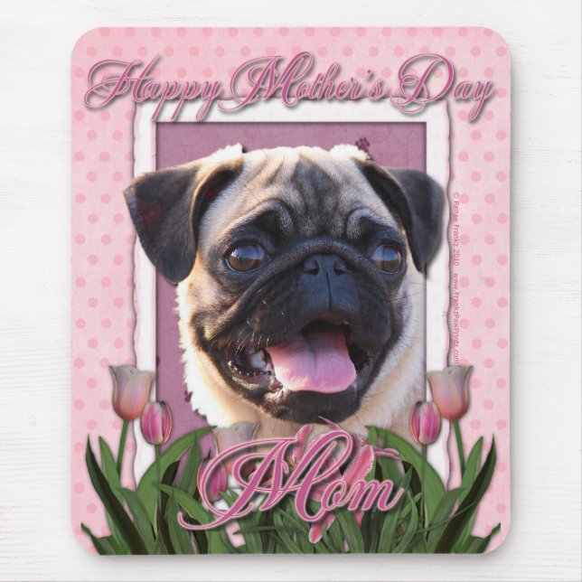 Mors dag - rosa tulpan - mops musmatta (Framsidan)