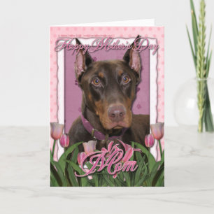Mors dag - rosa tulpan - röd Doberman - - som är Kort