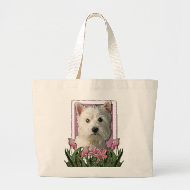 Mors dag - rosa tulpan - Westie Jumbo Tygkasse (Framsidan)