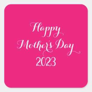 Mors dag Rosa Vit Anpassningsbar Färg Färgfärgad c Fyrkantigt Klistermärke