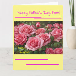 Mors dag Rosor & Blommor Vikta Lyckönskningskort Kort