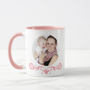 Mors dag runda foto delikat Rosa kaffe Mugg
