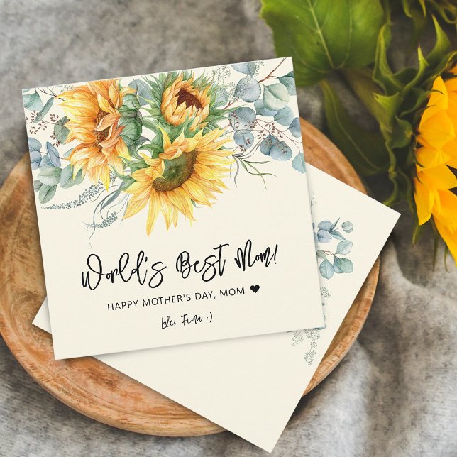 Mors dag Rustik solros Eucalyptus hälsning Kort (Mother's Day Rustic Sunflower Eucalyptus Greeting Card)