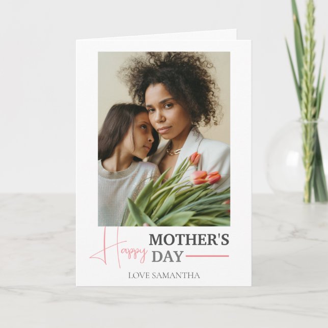 Mors dag | Simple Modern Script Photo Kort (Framsida)