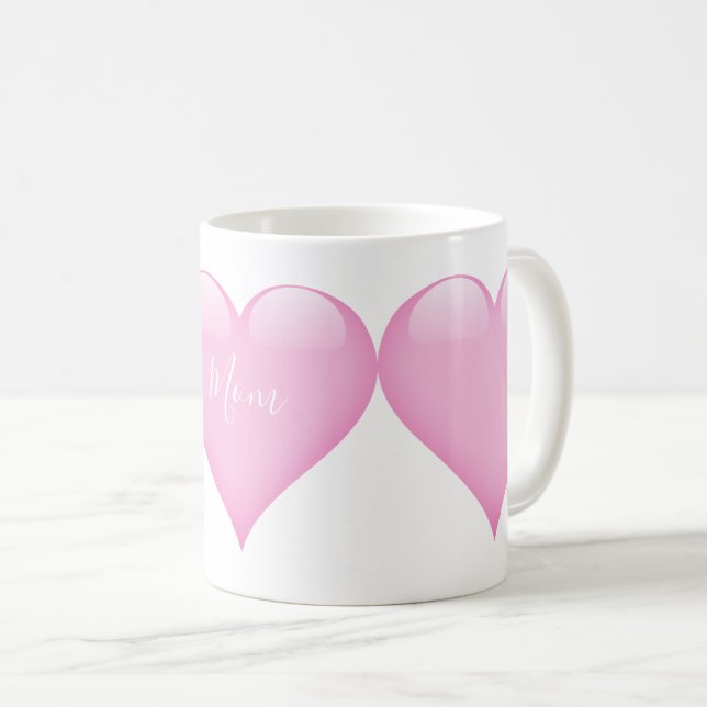 Mors dag Simple Rosa Heart Personal Kaffemugg (Framsida höger)