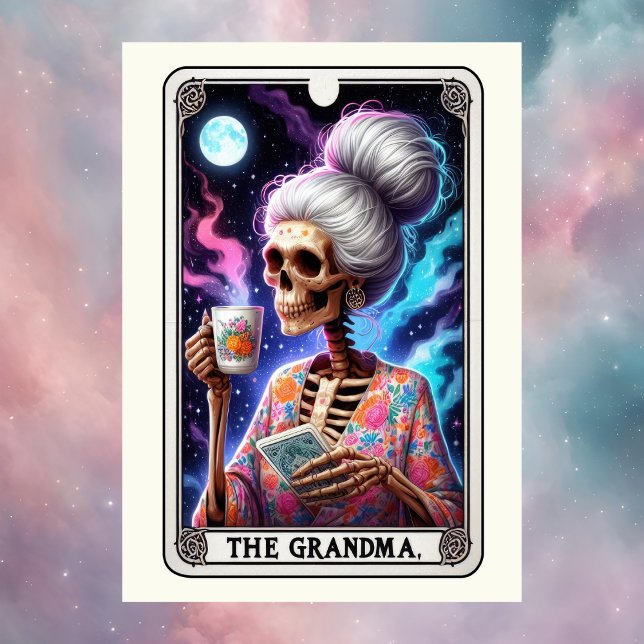 Mors dag Skelett Farmor Tarot Kort (Mother's Day Skeleton The Grandmother Tarot Card
)