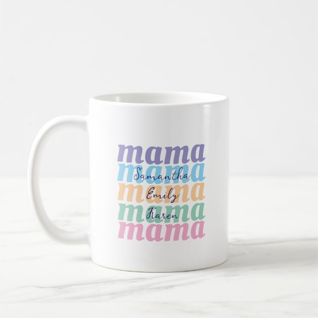 Mors dag skräddarsydd barn namn MAMA present Kaffemugg (Vänster)