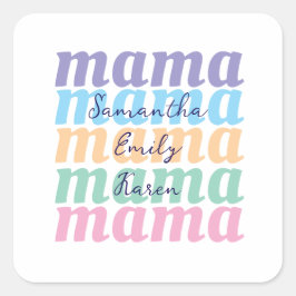 Mors dag skräddarsydd barnnamn MAMA present Fyrkantigt Klistermärke