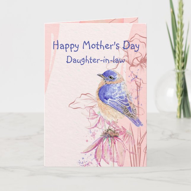 Mors dag slitande dotter Bluebird Garden Bird Kort (Framsida)