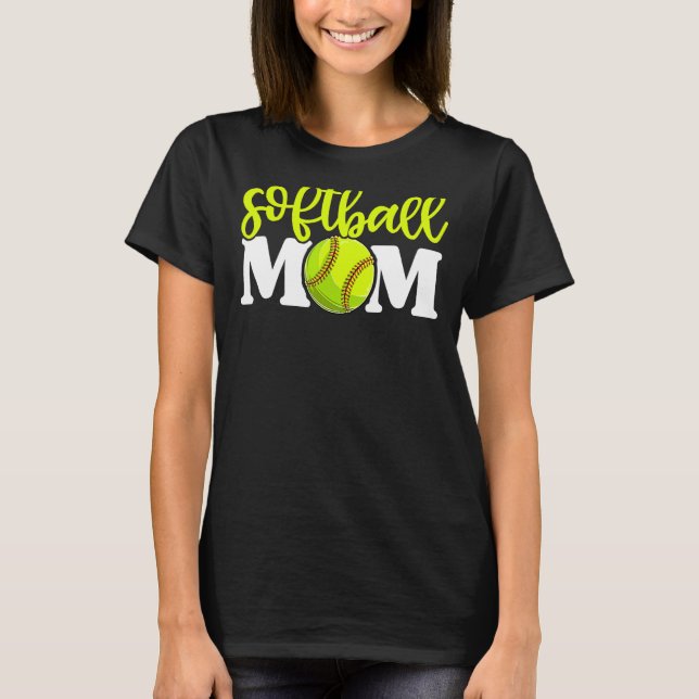 Mors dag Softball Mamma för kvinnor T Shirt (Framsida)