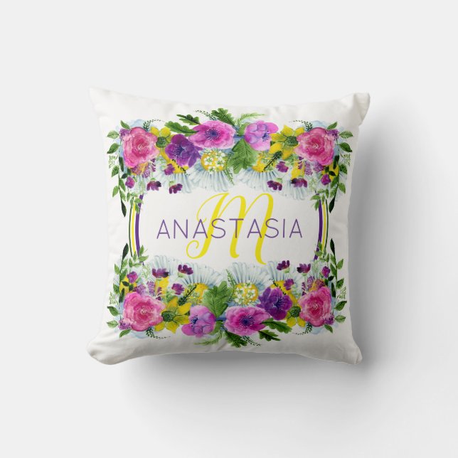 Mors dag som fostrar söndagvattenfärgmonogramen kudde (Framsida)