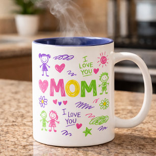 Mors dag Söt Barns Klotter Kaffemugg