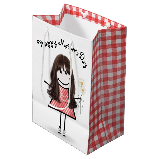 Mors dag Stick Girl med Daisy (Framsidan Vinklad)