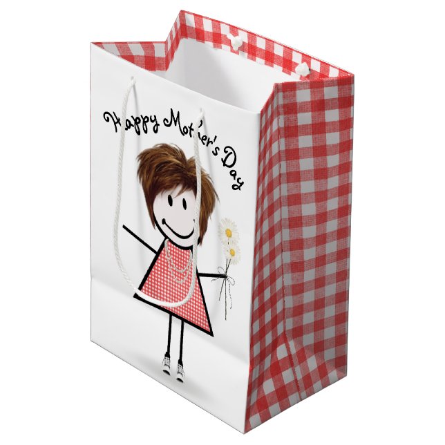 Mors dag Stick Girl med Daisy (Framsidan Vinklad)