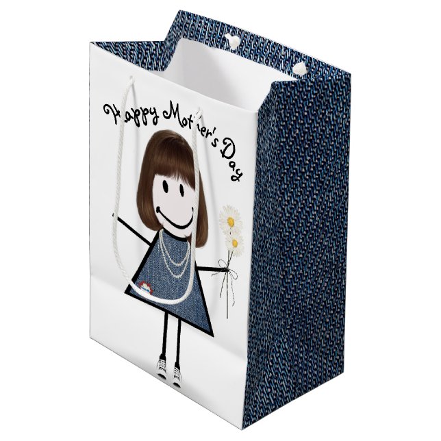 Mors dag Stick Girl med Daisy (Framsidan Vinklad)