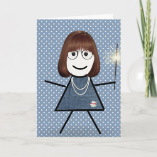 Mors dag Stick Girl med Sparkler Kort