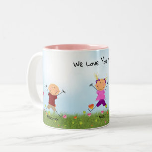 Mors dag Stick Kids 2 Boys 1 Girl Mugg