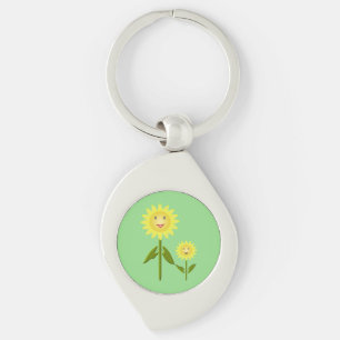 Mors dag Sunblommor Swirl Silverfärgad Nyckelring