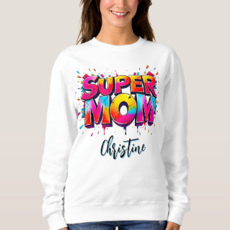 Mors dag Super Mamma Graffiti Typografi T Shirt