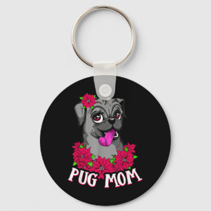Mors dag Svart Pug Hund Djur Hundälskare Nyckelring