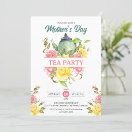 Mors dag Tea Party Blommigt Inbjudningar