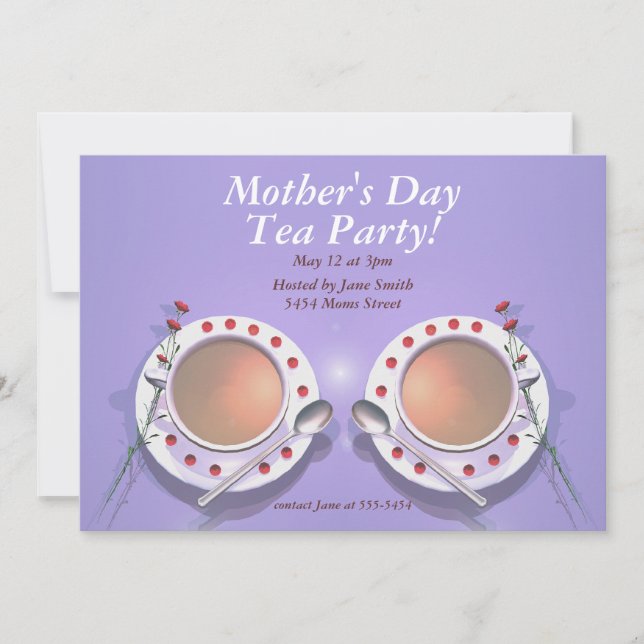 Mors dag Tea Party Inbjudningar (Framsida)