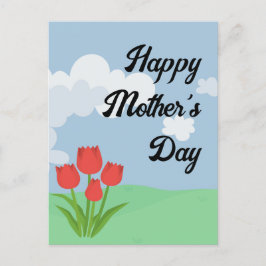 Mors dag tecknad tulpanfärgad vykort
